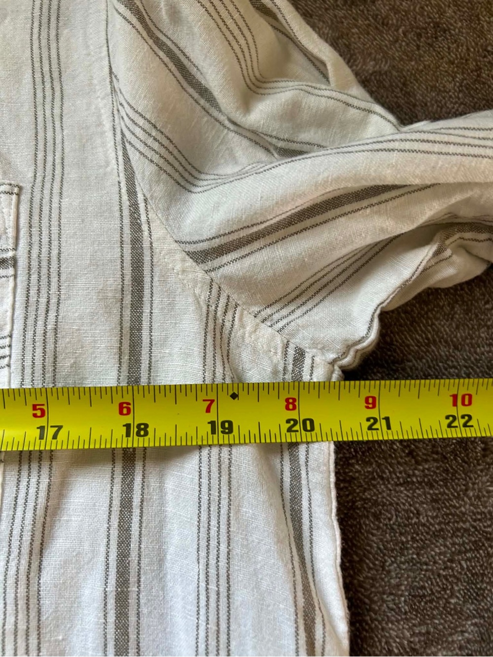 Liz Claiborne Linen/Cotton White Striped Button-Down Shirt Oversized Small - Picture 6 of 7